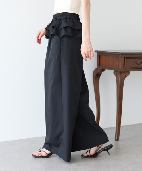 BLUEEAST（ブルーイースト）の「ウエストティアードフリルパンツ（その他パンツ・レディース・ブラック/ベージュ/ピンク・MEDIUM）」の15枚目の写真