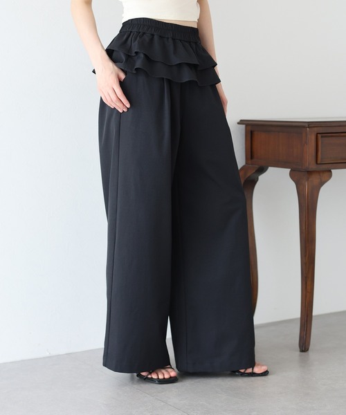 BLUEEAST（ブルーイースト）の「ウエストティアードフリルパンツ（その他パンツ・レディース・ブラック/ベージュ/ピンク・MEDIUM）」の17枚目の写真