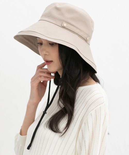 Honeys（ハニーズ）の「【ＵＶカット】洗える折りたたみつば広帽（ハット・レディース・ブラック/ライトグレー/ベージュ/スミクロ/アイボリー・FREE）」の5枚目の写真