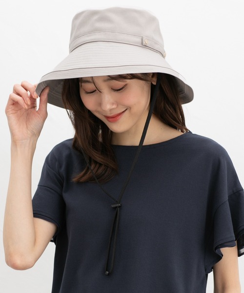 Honeys（ハニーズ）の「【ＵＶカット】洗える折りたたみつば広帽（ハット・レディース・ブラック/ライトグレー/ベージュ/スミクロ/アイボリー・FREE）」の4枚目の写真