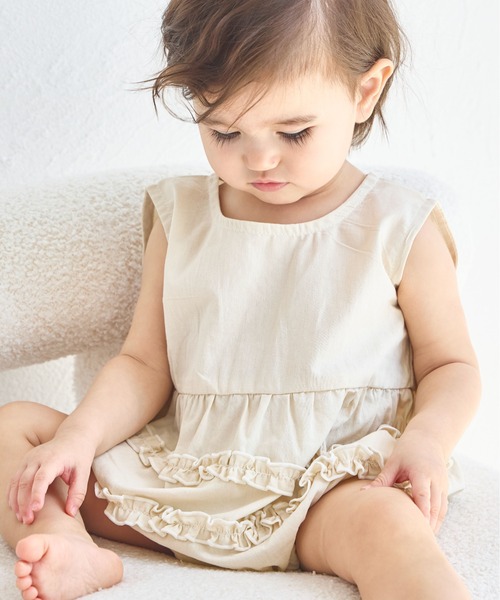 pairmanon（ペアマノン）の「【ベビー】メローフリル ノースリーブロンパース（ロンパース・キッズ・モカ/オレンジ系その他/アイボリー・70/80）」の18枚目の写真