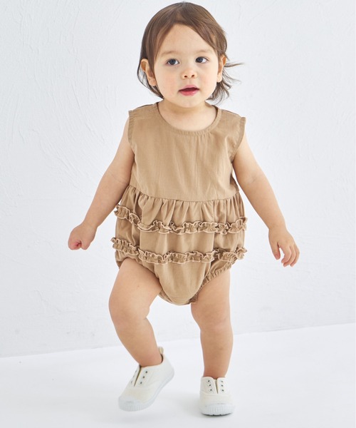 pairmanon（ペアマノン）の「【ベビー】メローフリル ノースリーブロンパース（ロンパース・キッズ・モカ/オレンジ系その他/アイボリー・70/80）」の16枚目の写真