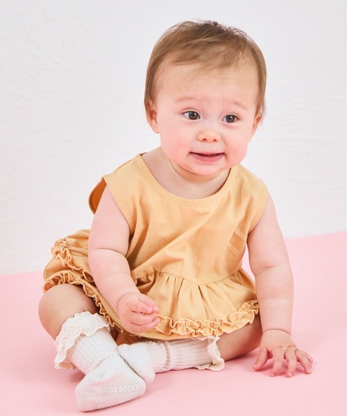 pairmanon（ペアマノン）の「【ベビー】メローフリル ノースリーブロンパース（ロンパース・キッズ・モカ/オレンジ系その他/アイボリー・70/80）」の10枚目の写真