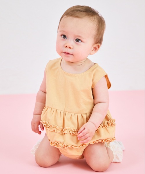 pairmanon（ペアマノン）の「【ベビー】メローフリル ノースリーブロンパース（ロンパース・キッズ・モカ/オレンジ系その他/アイボリー・70/80）」の9枚目の写真