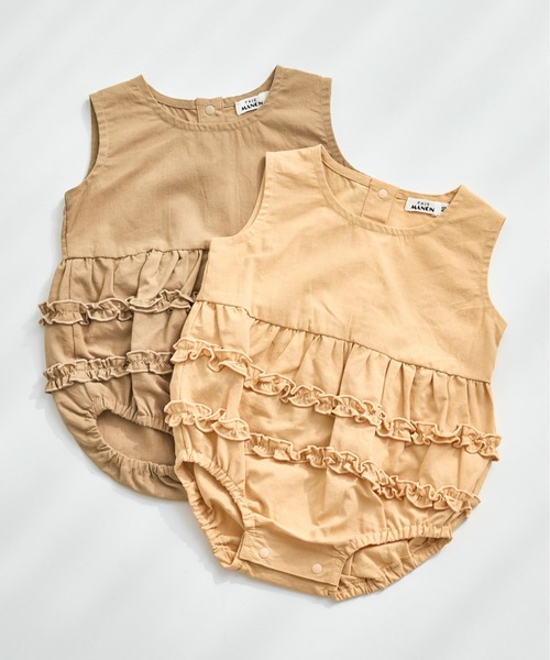 pairmanon（ペアマノン）の「【ベビー】メローフリル ノースリーブロンパース（ロンパース・キッズ・モカ/オレンジ系その他/アイボリー・70/80）」の5枚目の写真