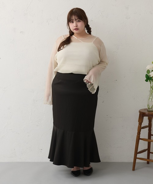 Louiosy(ルオシー)の「【大きいサイズ】メロウラメシアートップス(Tシャツ/カットソー・レディース・アイボリー/ブラック系その他/ブラック・3L/X-LARGE/4L)」の11枚目の写真