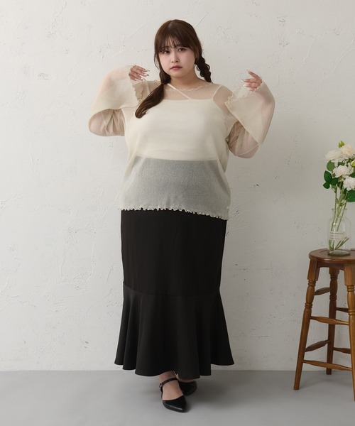 Louiosy(ルオシー)の「【大きいサイズ】メロウラメシアートップス(Tシャツ/カットソー・レディース・アイボリー/ブラック系その他/ブラック・3L/X-LARGE/4L)」の10枚目の写真