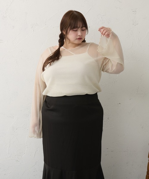 Louiosy(ルオシー)の「【大きいサイズ】メロウラメシアートップス(Tシャツ/カットソー・レディース・アイボリー/ブラック系その他/ブラック・3L/X-LARGE/4L)」の8枚目の写真