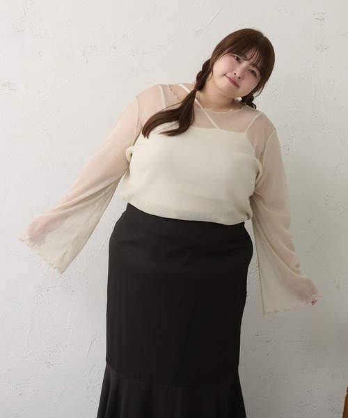 Louiosy(ルオシー)の「【大きいサイズ】メロウラメシアートップス(Tシャツ/カットソー・レディース・アイボリー/ブラック系その他/ブラック・3L/X-LARGE/4L)」の7枚目の写真