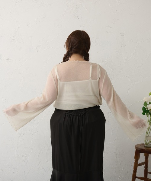 Louiosy(ルオシー)の「【大きいサイズ】メロウラメシアートップス(Tシャツ/カットソー・レディース・アイボリー/ブラック系その他/ブラック・3L/X-LARGE/4L)」の5枚目の写真