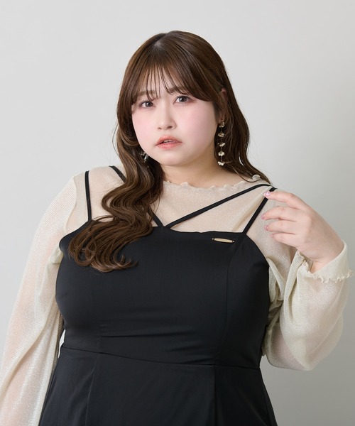 Louiosy(ルオシー)の「【大きいサイズ】メロウラメシアートップス(Tシャツ/カットソー・レディース・アイボリー/ブラック系その他/ブラック・3L/X-LARGE/4L)」の16枚目の写真