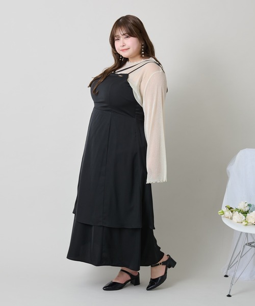 Louiosy(ルオシー)の「【大きいサイズ】メロウラメシアートップス(Tシャツ/カットソー・レディース・アイボリー/ブラック系その他/ブラック・3L/X-LARGE/4L)」の18枚目の写真