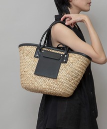 ストロー×フェイクレザー トートバッグ