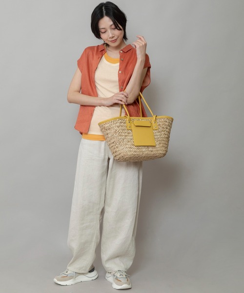 【sandro】関税込★ベージュ ストロー トートバッグ レザー 予約]ストローバイカラートートバッグ/ベージュ – Lumier