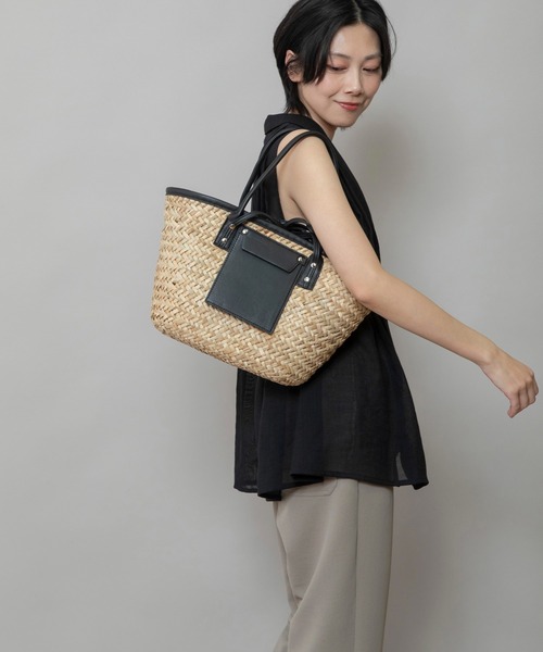 miumiu☆トートバッグ☆かごバッグ☆ストロー×レザー - バッグ