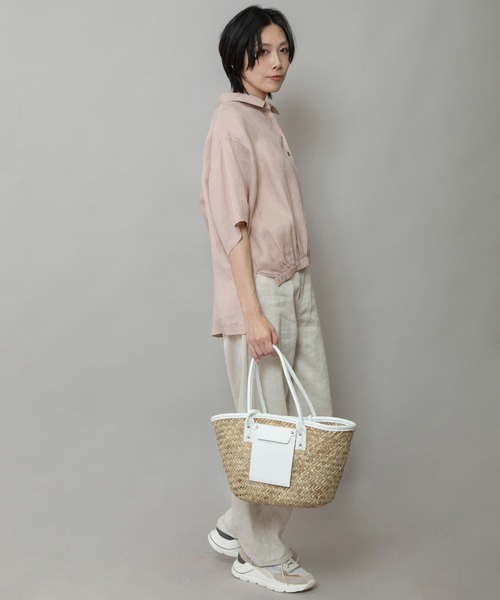 Munich(ミューニック)の「ストロー×フェイクレザー トートバッグ(かごバッグ・レディース・ブラック/キャメル/イエロー/ホワイト・FREE)」の15枚目の写真