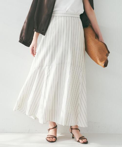 UNTITLED(アンタイトル)の「【後ろウエストゴム/マーメイド】ストライプフレアスカート(スカート・レディース・ブルー系2/ベージュ系その他6/ブラウン系その他4・00/01/48/50/44/46/04/42/02/03)」の5枚目の写真