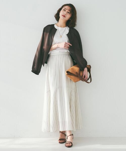 UNTITLED(アンタイトル)の「【後ろウエストゴム/マーメイド】ストライプフレアスカート(スカート・レディース・ブルー系2/ベージュ系その他6/ブラウン系その他4・00/01/48/50/44/46/04/42/02/03)」の6枚目の写真