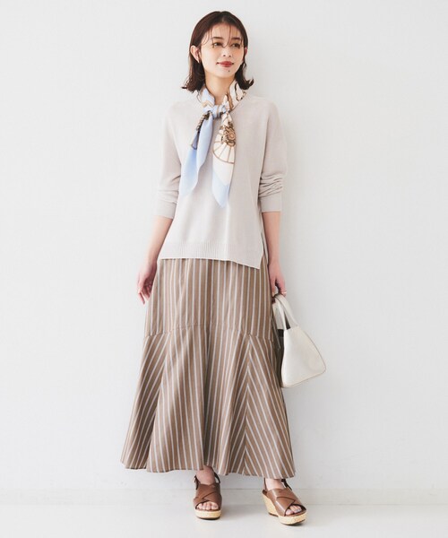 UNTITLED(アンタイトル)の「【後ろウエストゴム/マーメイド】ストライプフレアスカート(スカート・レディース・ブルー系2/ベージュ系その他6/ブラウン系その他4・00/01/48/50/44/46/04/42/02/03)」の12枚目の写真