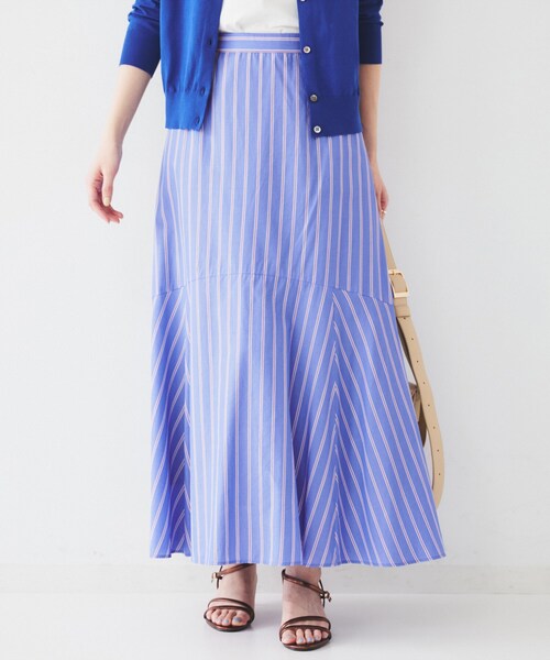 UNTITLED(アンタイトル)の「【後ろウエストゴム/マーメイド】ストライプフレアスカート(スカート・レディース・ブルー系2/ベージュ系その他6/ブラウン系その他4・00/01/48/50/44/46/04/42/02/03)」の15枚目の写真