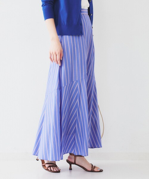 UNTITLED(アンタイトル)の「【後ろウエストゴム/マーメイド】ストライプフレアスカート(スカート・レディース・ブルー系2/ベージュ系その他6/ブラウン系その他4・00/01/48/50/44/46/04/42/02/03)」の16枚目の写真