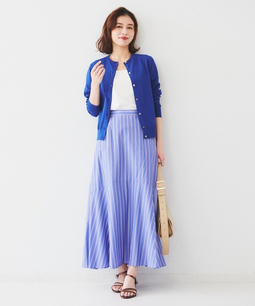 UNTITLED(アンタイトル)の「【後ろウエストゴム/マーメイド】ストライプフレアスカート(スカート・レディース・ブルー系2/ベージュ系その他6/ブラウン系その他4・00/01/48/50/44/46/04/42/02/03)」の17枚目の写真