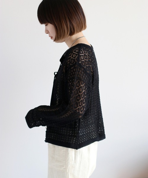cepo（セポ）の「透かし編みリボンカーディガン（カーディガン/ボレロ・レディース・ブラック/グレー/オフホワイト/レッド・M）」の15枚目の写真