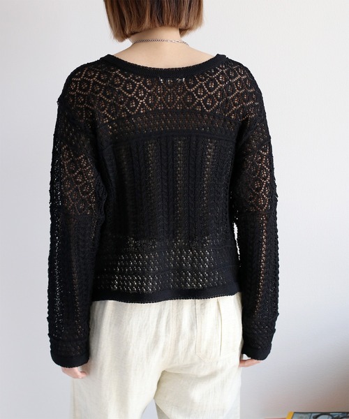 cepo（セポ）の「透かし編みリボンカーディガン（カーディガン/ボレロ・レディース・ブラック/グレー/オフホワイト/レッド・M）」の16枚目の写真