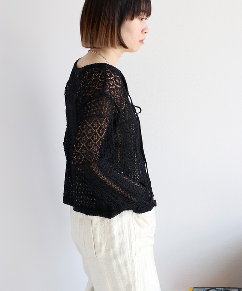 cepo（セポ）の「透かし編みリボンカーディガン（カーディガン/ボレロ・レディース・ブラック/グレー/オフホワイト/レッド・M）」の17枚目の写真