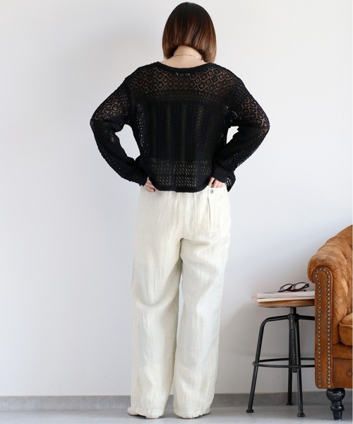 cepo（セポ）の「透かし編みリボンカーディガン（カーディガン/ボレロ・レディース・ブラック/グレー/オフホワイト/レッド・M）」の18枚目の写真