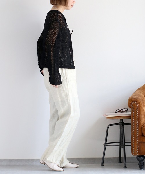 cepo（セポ）の「透かし編みリボンカーディガン（カーディガン/ボレロ・レディース・ブラック/グレー/オフホワイト/レッド・M）」の19枚目の写真