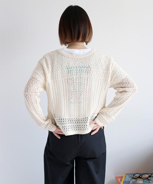 cepo（セポ）の「透かし編みリボンカーディガン（カーディガン/ボレロ・レディース・ブラック/グレー/オフホワイト/レッド・M）」の8枚目の写真