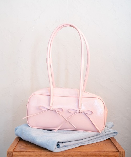 Nu(ニュー)の「【Nu】リボンハンドバッグ(ショルダーバッグ・レディース・サックスブルー/ブラック/ピンク・ONE SIZE)」の22枚目の写真