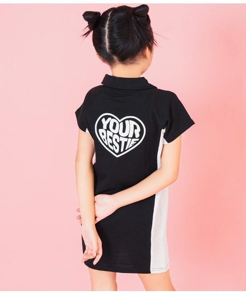 ANAP kids(アナップキッズ)の「ミニ裏毛サイド切替ポロ衿ワンピース(ワンピース・キッズ・ブラック/ラベンダー・110cm/120cm/130cm)」の6枚目の写真