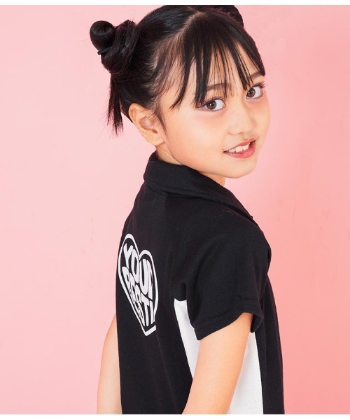 ANAP kids(アナップキッズ)の「ミニ裏毛サイド切替ポロ衿ワンピース(ワンピース・キッズ・ブラック/ラベンダー・110cm/120cm/130cm)」の7枚目の写真