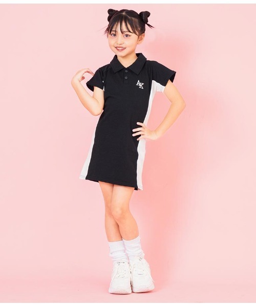 ANAP kids(アナップキッズ)の「ミニ裏毛サイド切替ポロ衿ワンピース(ワンピース・キッズ・ブラック/ラベンダー・110cm/120cm/130cm)」の10枚目の写真
