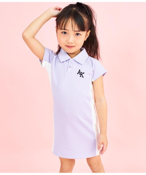 ANAP kids(アナップキッズ)の「ミニ裏毛サイド切替ポロ衿ワンピース(ワンピース・キッズ・ブラック/ラベンダー・110cm/120cm/130cm)」の11枚目の写真