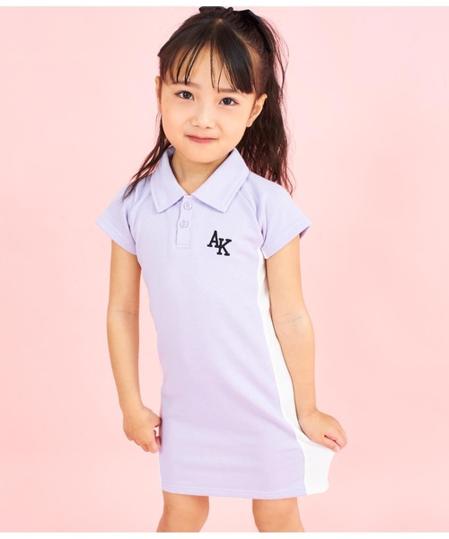 ANAP kids(アナップキッズ)の「ミニ裏毛サイド切替ポロ衿ワンピース(ワンピース・キッズ・ブラック/ラベンダー・110cm/120cm/130cm)」の12枚目の写真