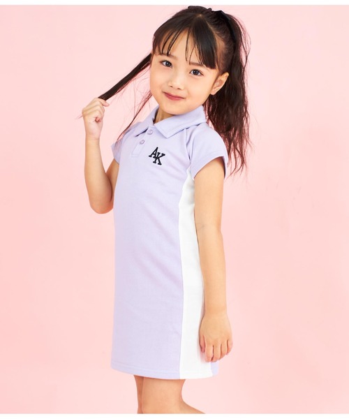 ANAP kids(アナップキッズ)の「ミニ裏毛サイド切替ポロ衿ワンピース(ワンピース・キッズ・ブラック/ラベンダー・110cm/120cm/130cm)」の13枚目の写真