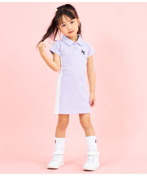 ANAP kids(アナップキッズ)の「ミニ裏毛サイド切替ポロ衿ワンピース(ワンピース・キッズ・ブラック/ラベンダー・110cm/120cm/130cm)」の14枚目の写真