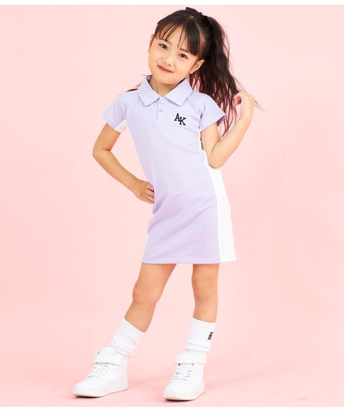 ANAP kids(アナップキッズ)の「ミニ裏毛サイド切替ポロ衿ワンピース(ワンピース・キッズ・ブラック/ラベンダー・110cm/120cm/130cm)」の15枚目の写真