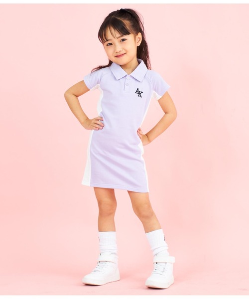 ANAP kids(アナップキッズ)の「ミニ裏毛サイド切替ポロ衿ワンピース(ワンピース・キッズ・ブラック/ラベンダー・110cm/120cm/130cm)」の16枚目の写真
