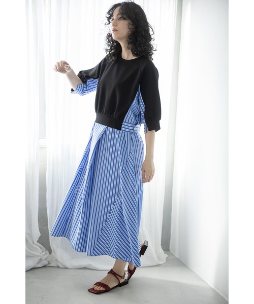 OSMOSIS（オズモーシス）の「ストライプ切替ワンピース（ワンピース・レディース・ブラック/アッシュグレー/ネイビー・ONE SIZE）」の5枚目の写真