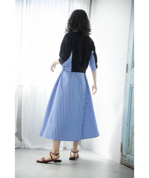 OSMOSIS（オズモーシス）の「ストライプ切替ワンピース（ワンピース・レディース・ブラック/アッシュグレー/ネイビー・ONE SIZE）」の6枚目の写真