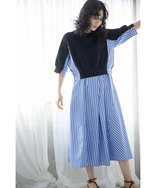 OSMOSIS（オズモーシス）の「ストライプ切替ワンピース（ワンピース・レディース・ブラック/アッシュグレー/ネイビー・ONE SIZE）」の7枚目の写真