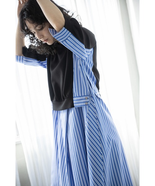 OSMOSIS（オズモーシス）の「ストライプ切替ワンピース（ワンピース・レディース・ブラック/アッシュグレー/ネイビー・ONE SIZE）」の13枚目の写真