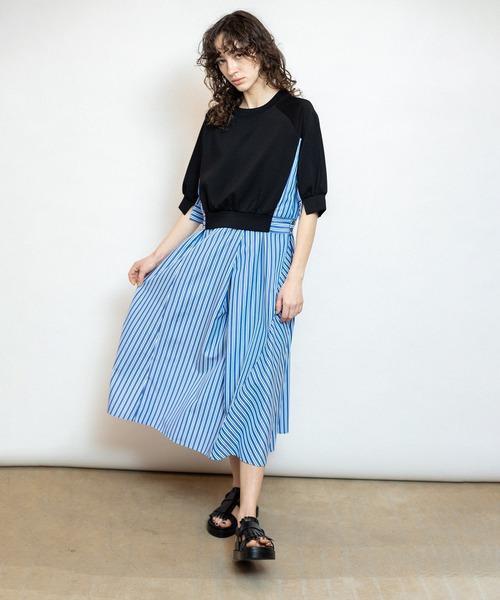 セール】ストライプ切替ワンピース（ワンピース）｜OSMOSIS