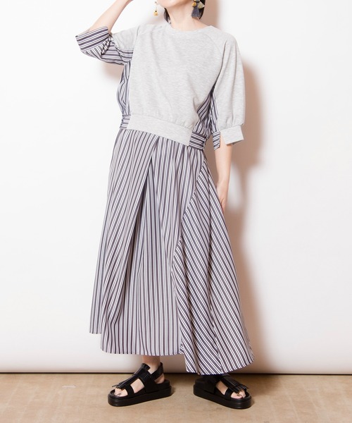 OSMOSIS（オズモーシス）の「ストライプ切替ワンピース（ワンピース・レディース・ブラック/アッシュグレー/ネイビー・ONE SIZE）」の19枚目の写真