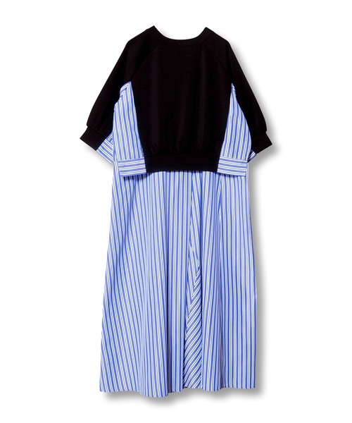 セール】ストライプ切替ワンピース（ワンピース）｜OSMOSIS