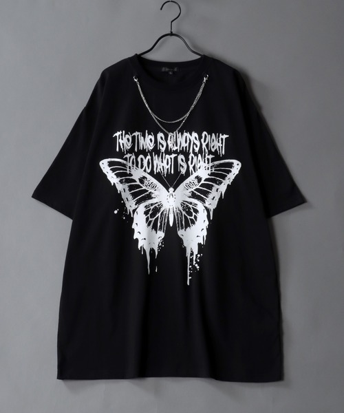 SITRY(シトリー)の「Darkness Butterfly Design T-Shirt/バタフライ ネックレス付き 半袖Tシャツ レディース メンズ(Tシャツ/カットソー・メンズ・ブラック/ホワイト・M/L)」の4枚目の写真